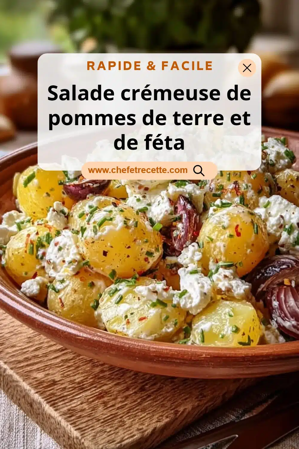 Salade crémeuse de pommes de terre et de féta