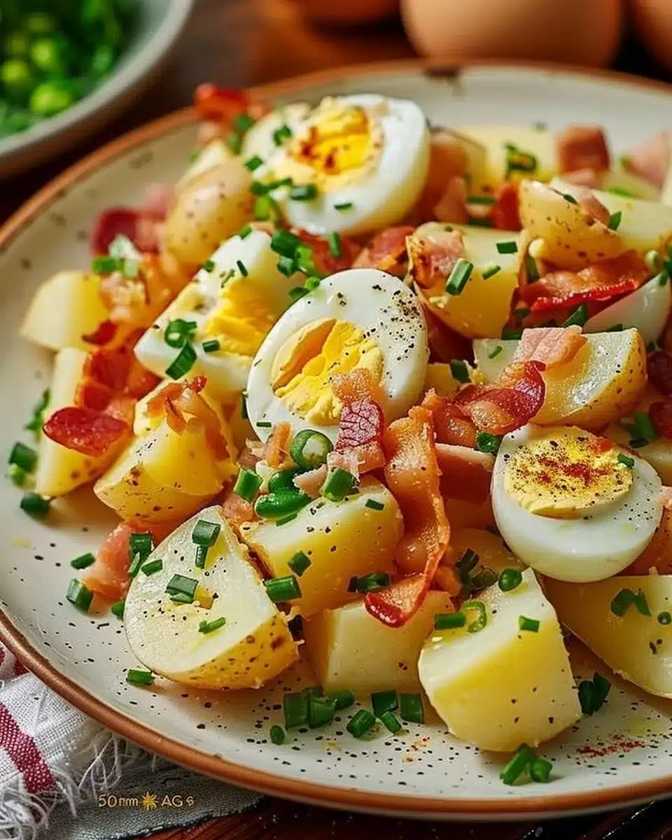 Salade de pommes de terre, lardons et œufs