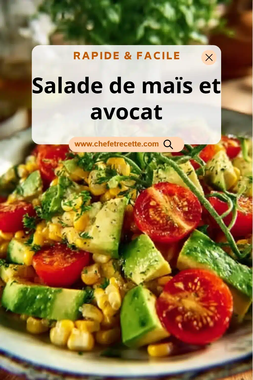 Salade de maïs et avocat