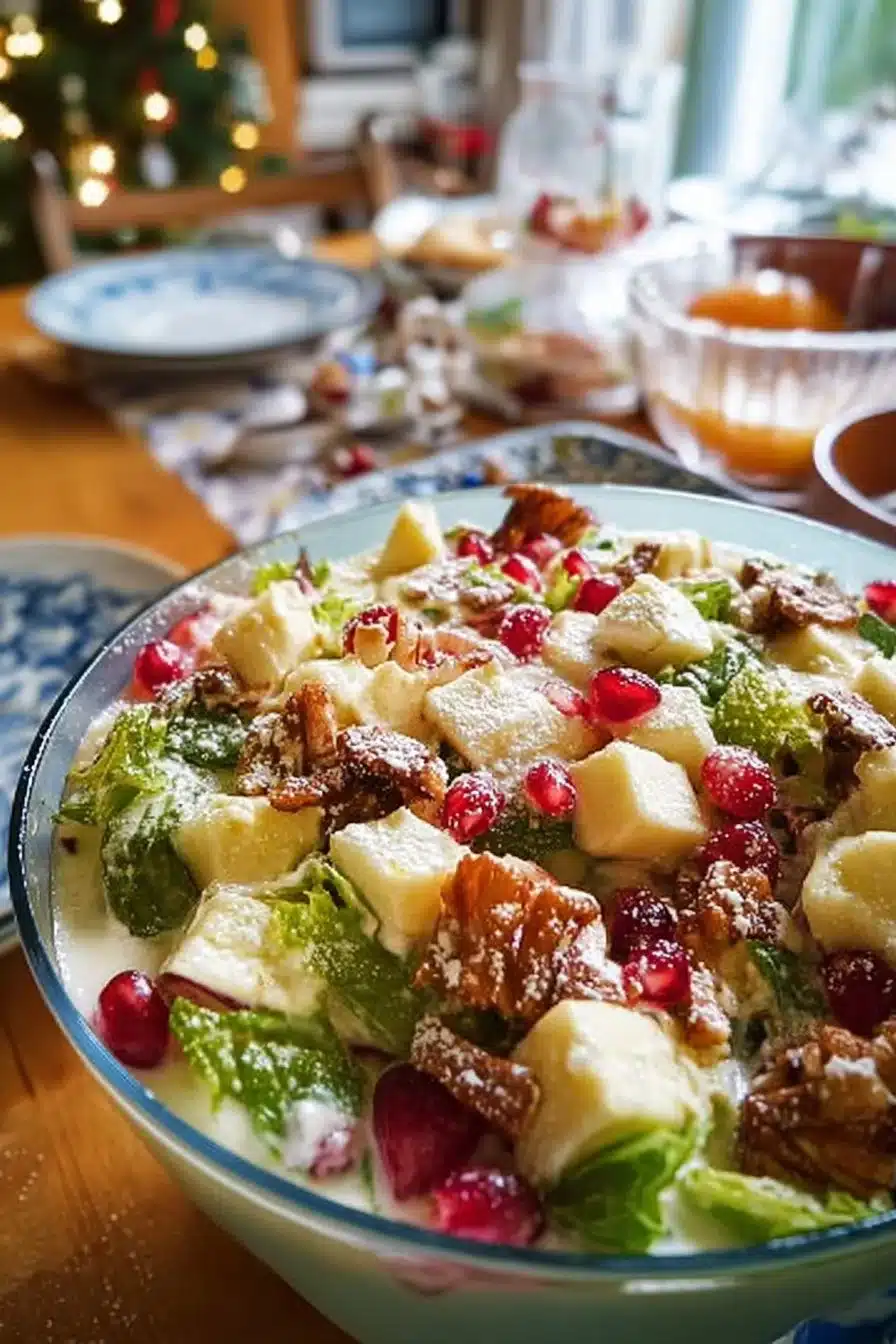 Salade de Noël festive avec ingrédients colorés pour les fêtes
