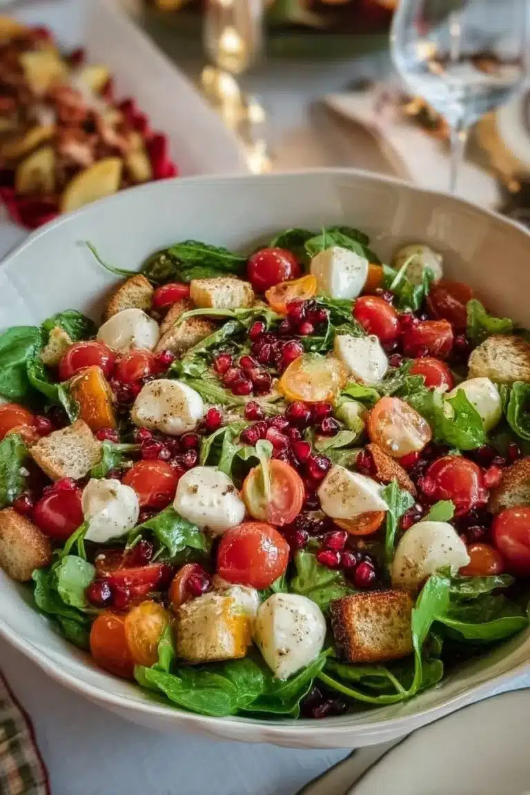 Salade de Noël festive avec ingrédients colorés et appétissants