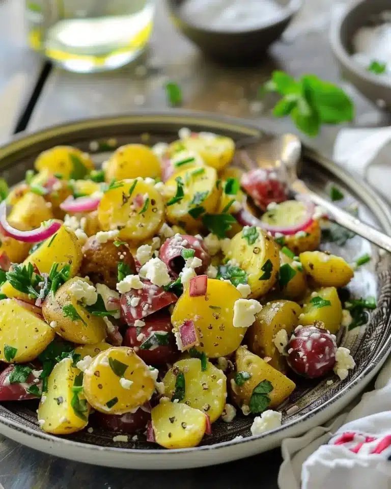 Salade grecque avec pommes de terre, tomates, concombre et olives