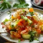 Salade hawaïenne exotique avec fruits frais et légumes croquants