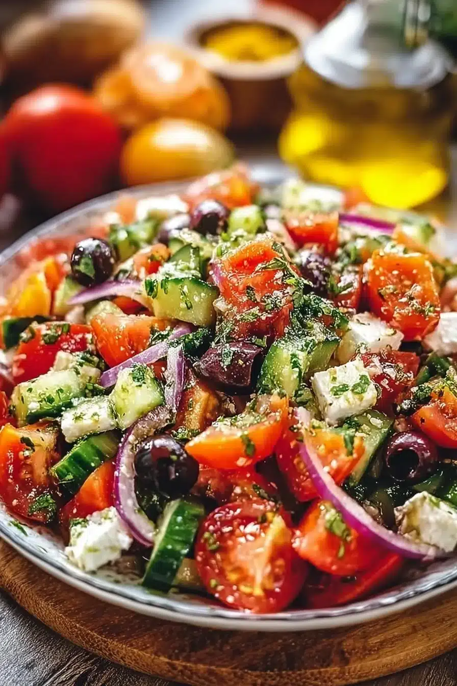 Salade Méditerranéenne Classique avec légumes frais, olives et feta