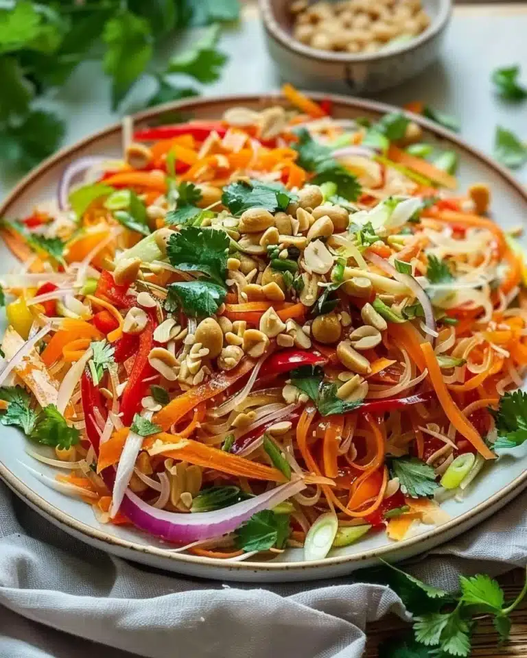 Salade thaï cacahuète avec légumes frais et sauce onctueuse