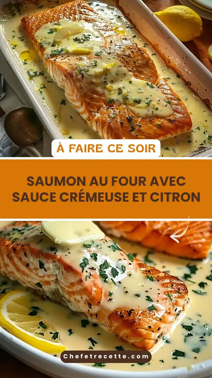 Saumon au four avec sauce crémeuse et citron