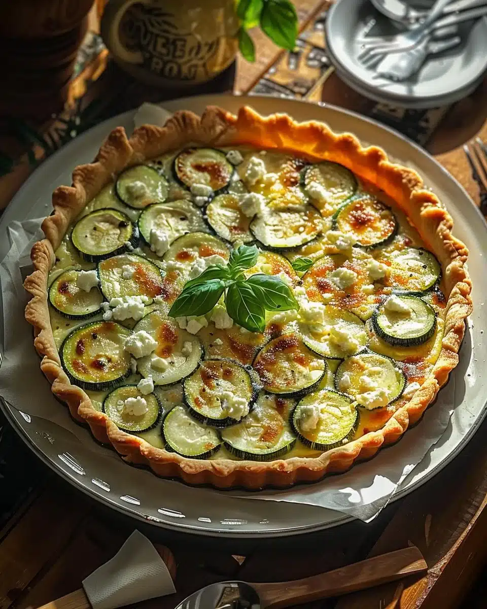 Stylish Tarte Courgette Feta with fresh zucchini and feta cheese