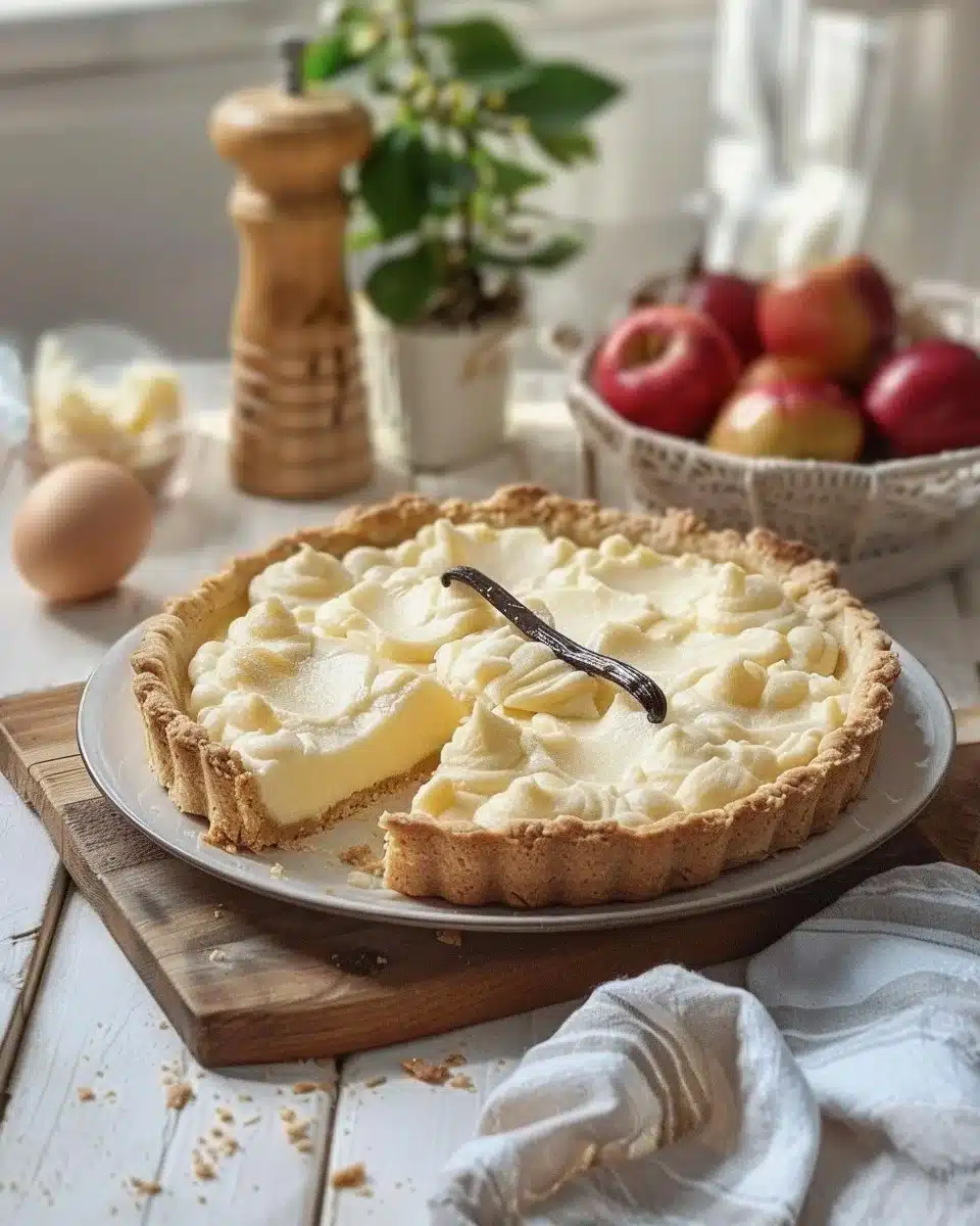 Tarte nuage vanille crémeuse et moelleuse, un dessert gourmand à la vanille.