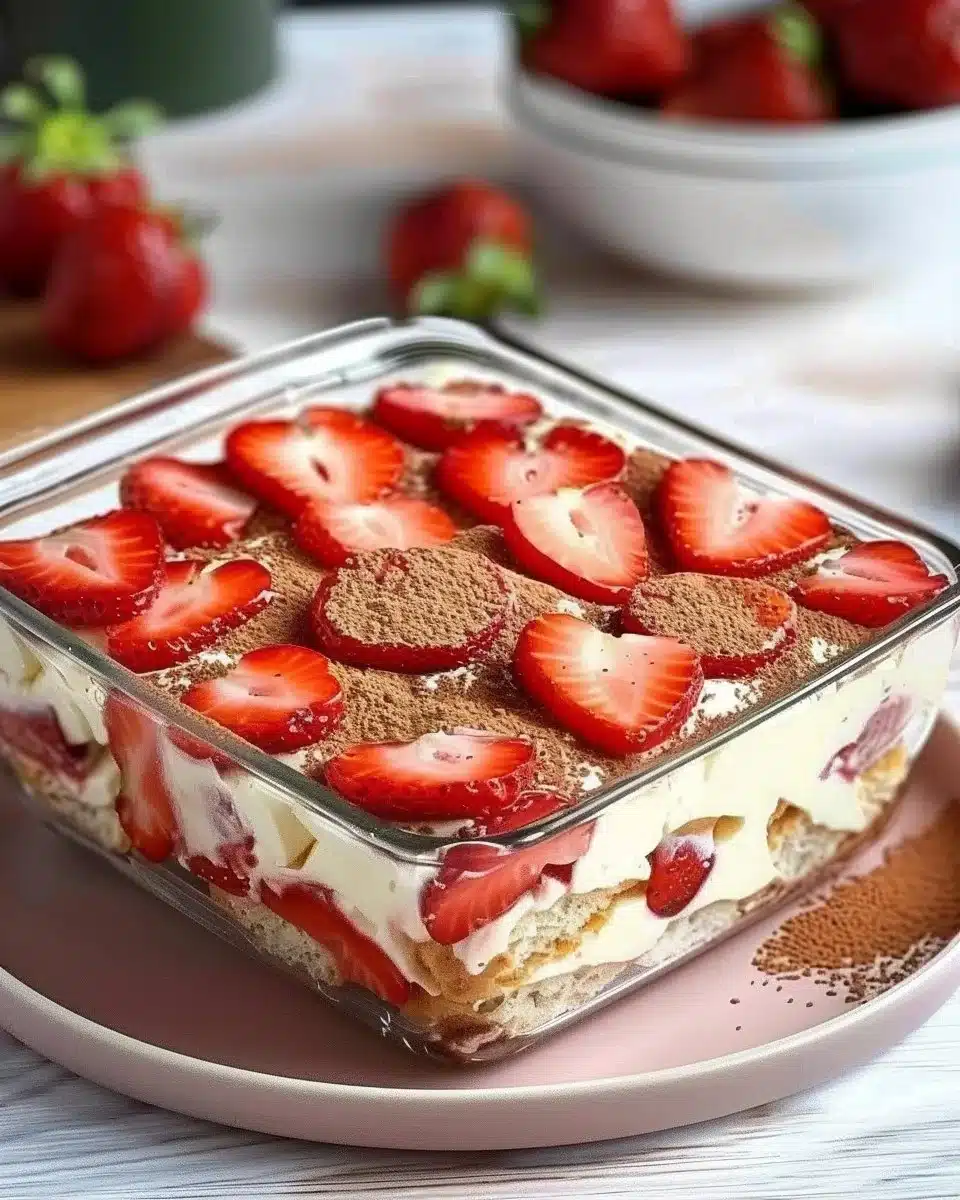 Tiramisu with strawberries and mascarpone