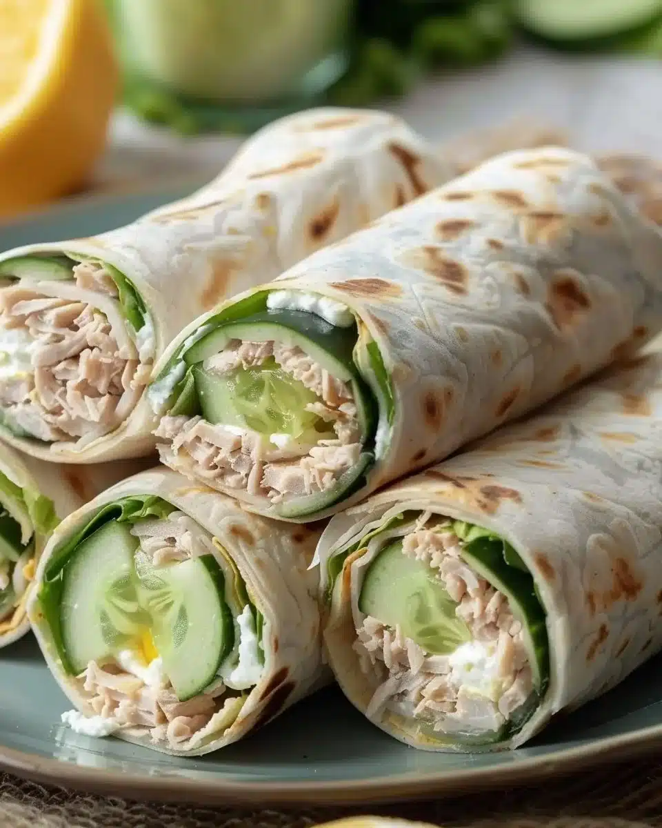 Wraps froids au thon savoureux préparés avec des ingrédients frais et sains