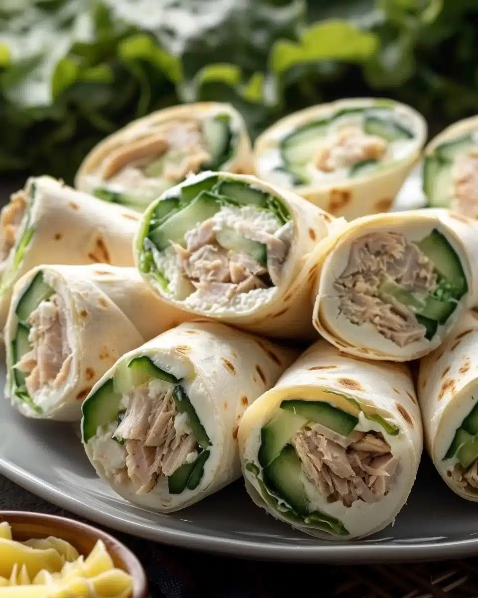 Wraps froids au thon, concombre et fromage frais