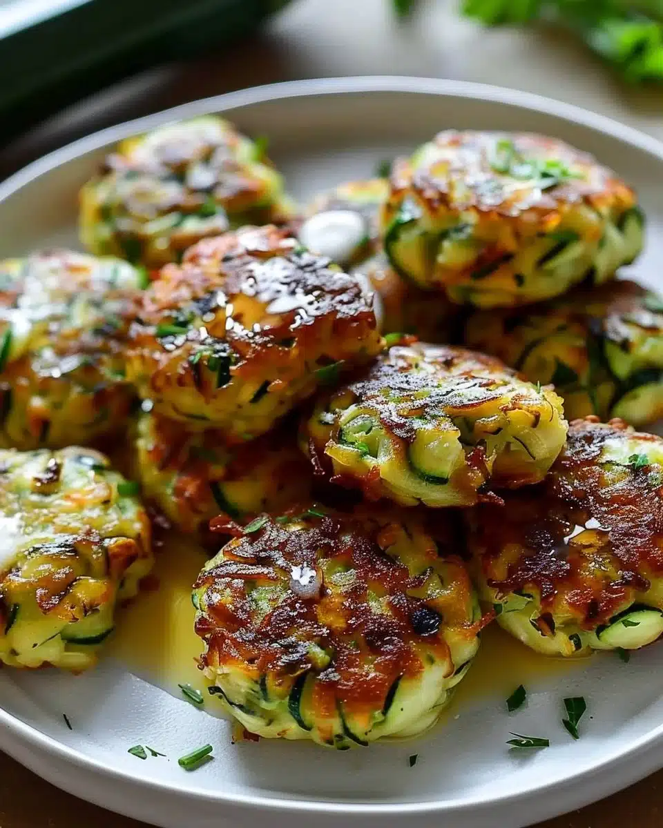 Boulettes croustillantes de courgettes servies avec une sauce dip