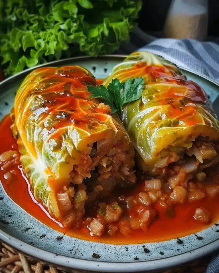 Choux farcis fondants accompagnés de sauce tomate délicieuse