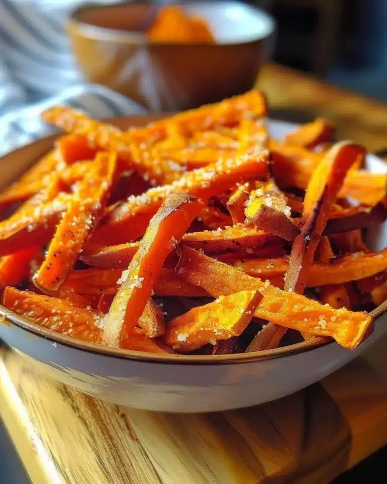 Frites de patate douce croustillantes servies dans un plat