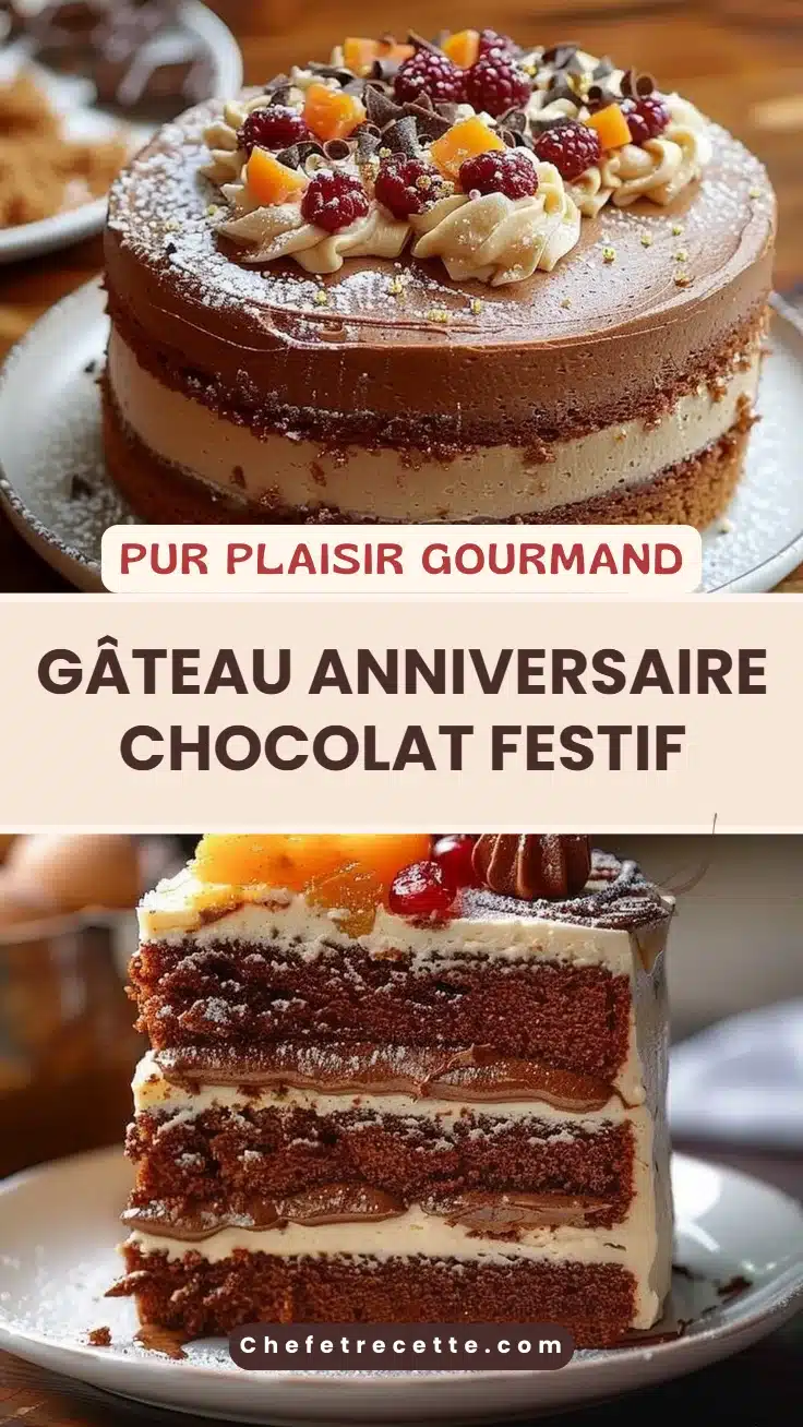 Gâteau anniversaire chocolat festif