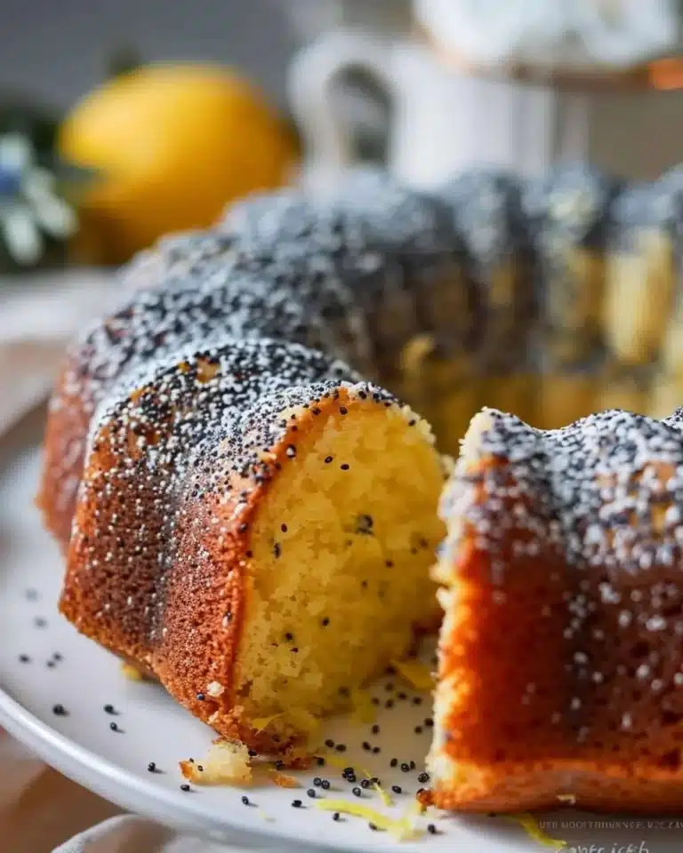 Gâteau citron pavot ultra moelleux décoré de zestes de citron frais