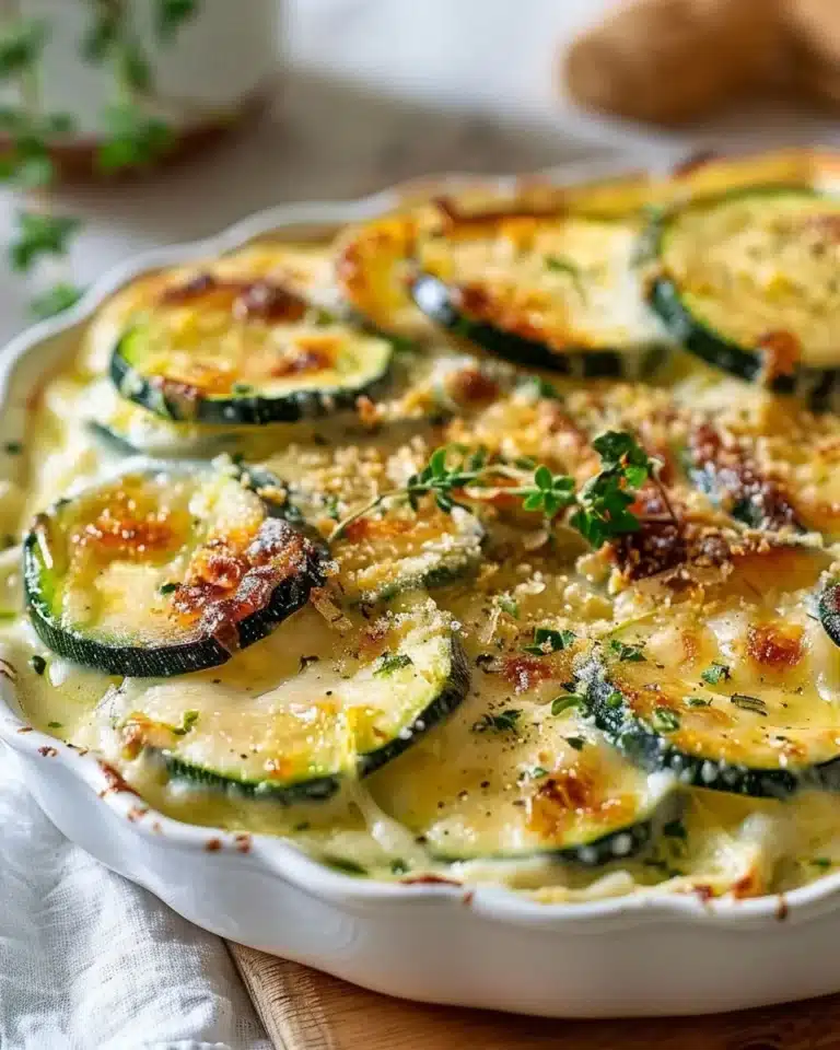 Gratin courgettes crémeux doré parfaitement doré et appétissant