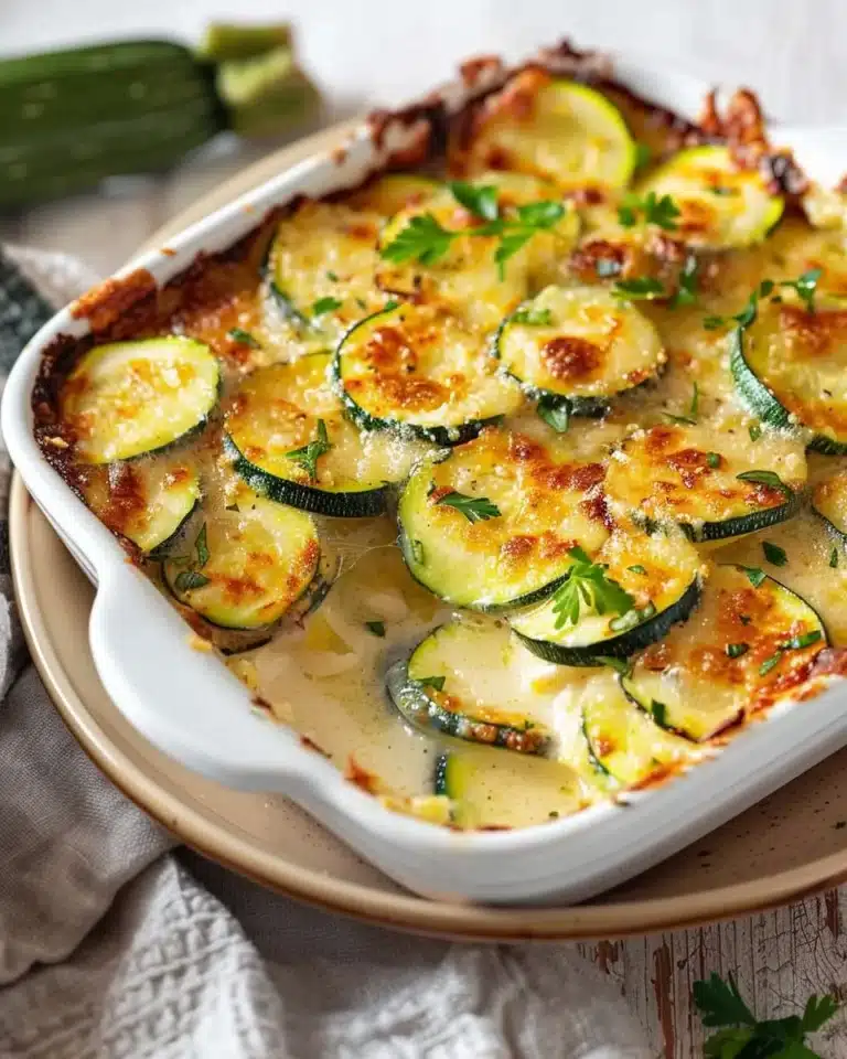 Gratin de courgettes express, plat savoureux et rapide à préparer.