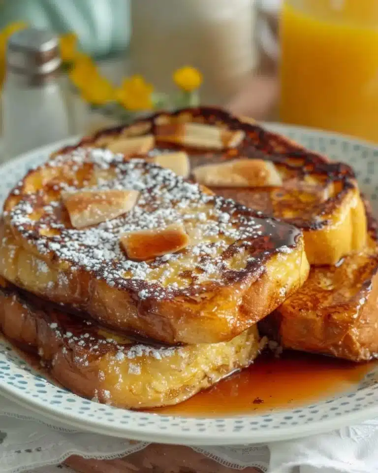 Pain perdu au four doré et garni de fruits frais
