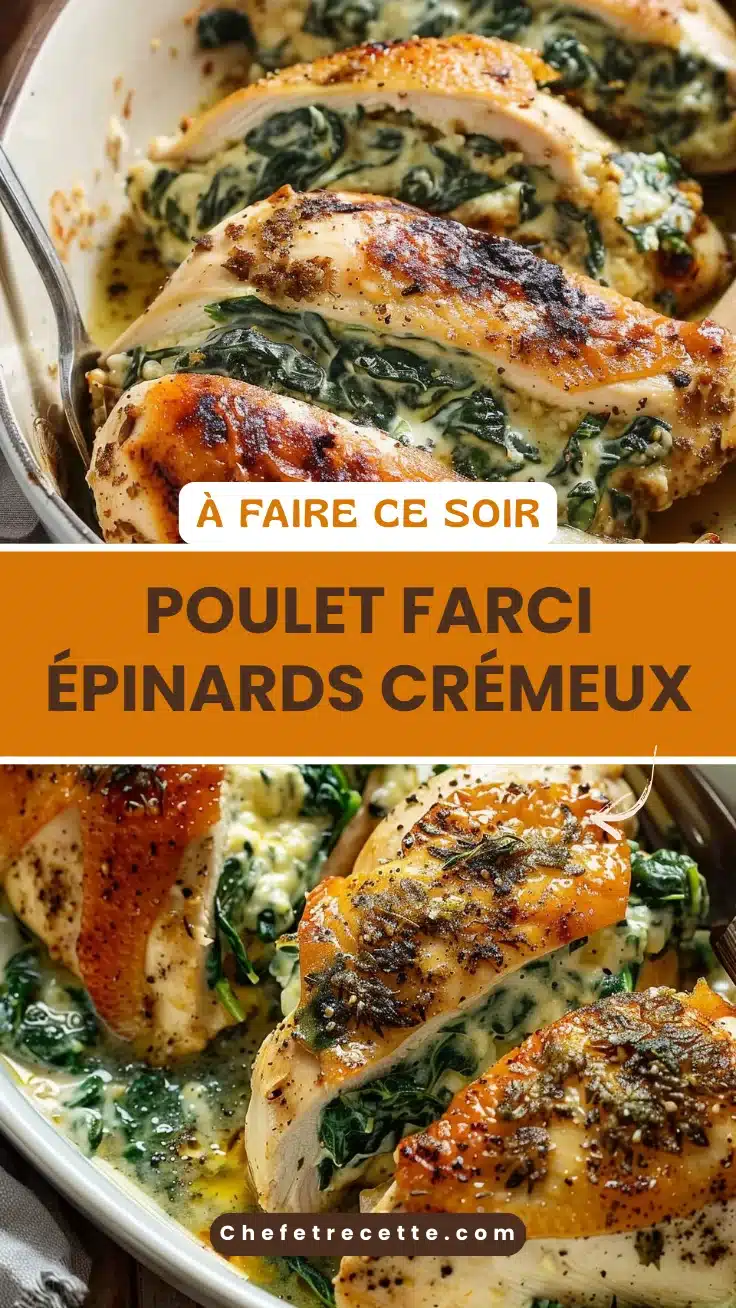 Poulet farci épinards crémeux