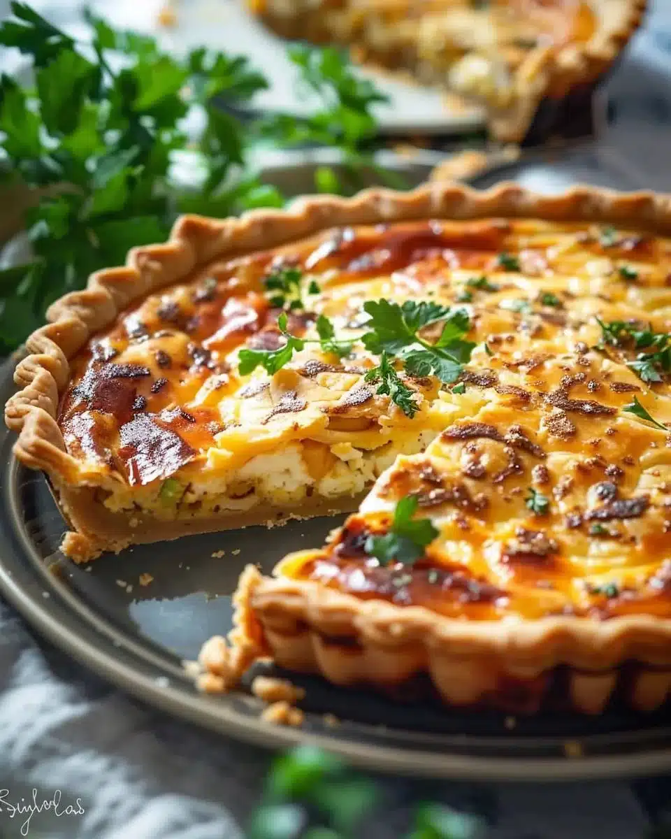 Quiche lorraine traditionnelle avec lardons et fromage, plat savoureux et classique.