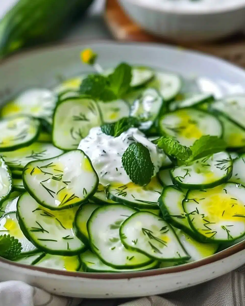 Recette de salade concombre au yaourt avec ingrédients frais