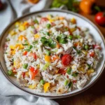 Salade de riz fraîcheur été avec légumes croquants et vinaigrette légère