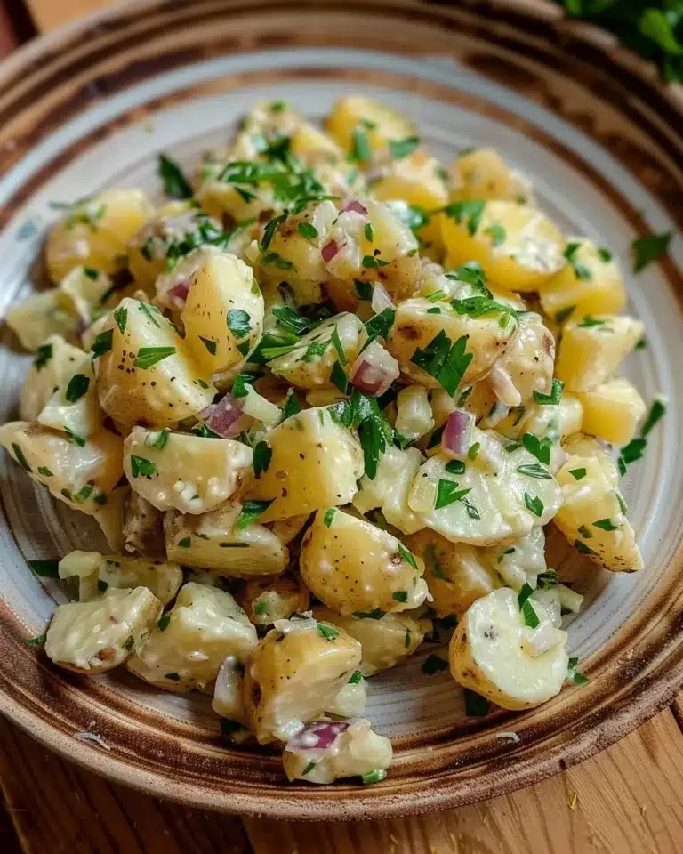 Salade de pommes de terre alsacienne avec des ingrédients frais