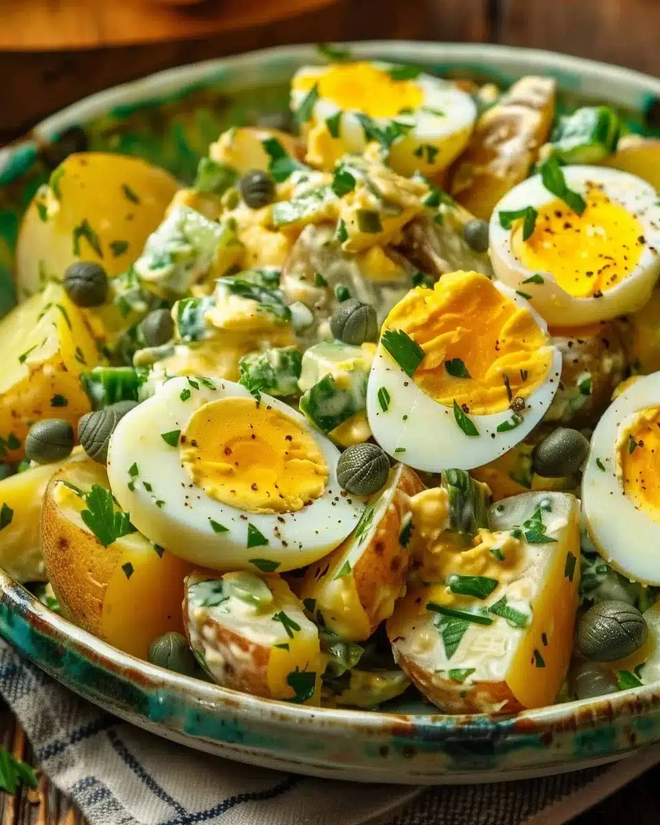 Salade de pommes de terre aux œufs et câpres