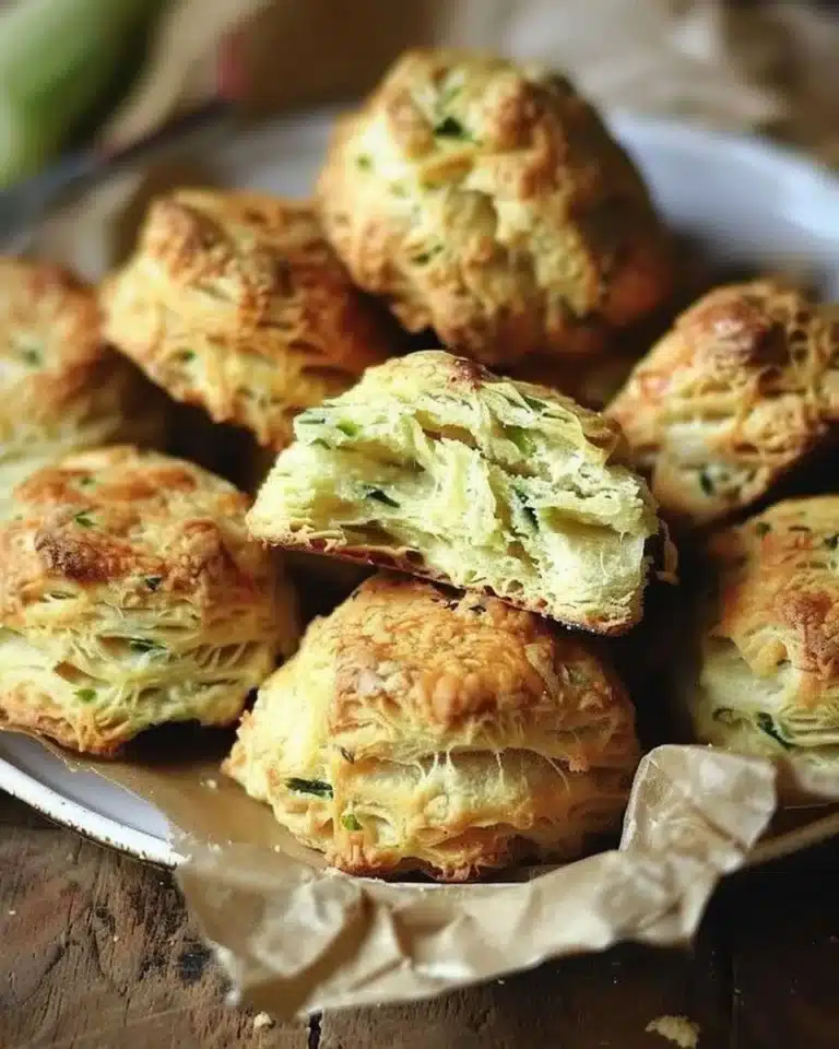 Scones à l’ail des ours fraîchement cuits, dorés et appétissants.