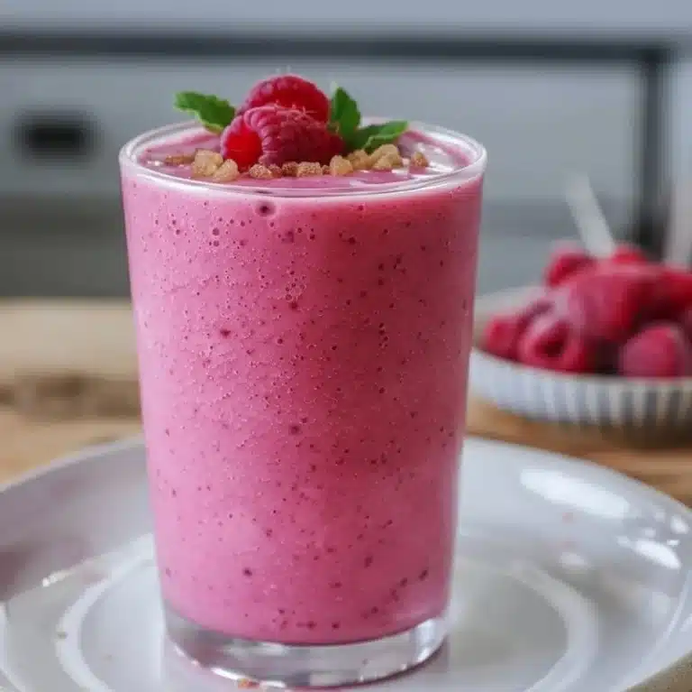 Smoothie banane framboise à la vergeoise, boisson fruitée et crémeuse